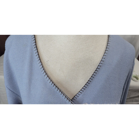 Christopher & Banks Womens Large Blue Black Bear Embroidered Button Up Cardigan - Picture 3 of 9